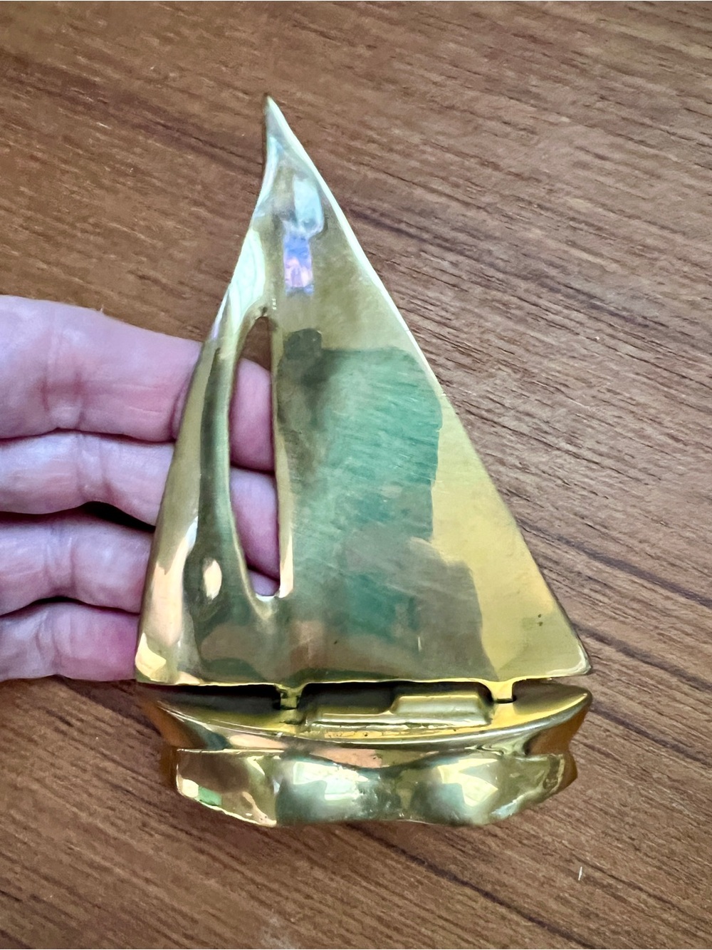 Solid Brass Sailboat Trinket Nautical Beach Decor Paperweight 4.5" Boat - Picture 2 of 7